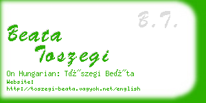 beata toszegi business card